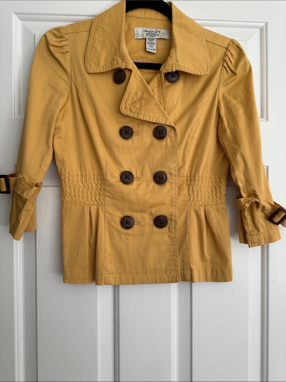 American Rag Mustard Yellow Double-Breasted Blazer Jacket size XS great for Fall